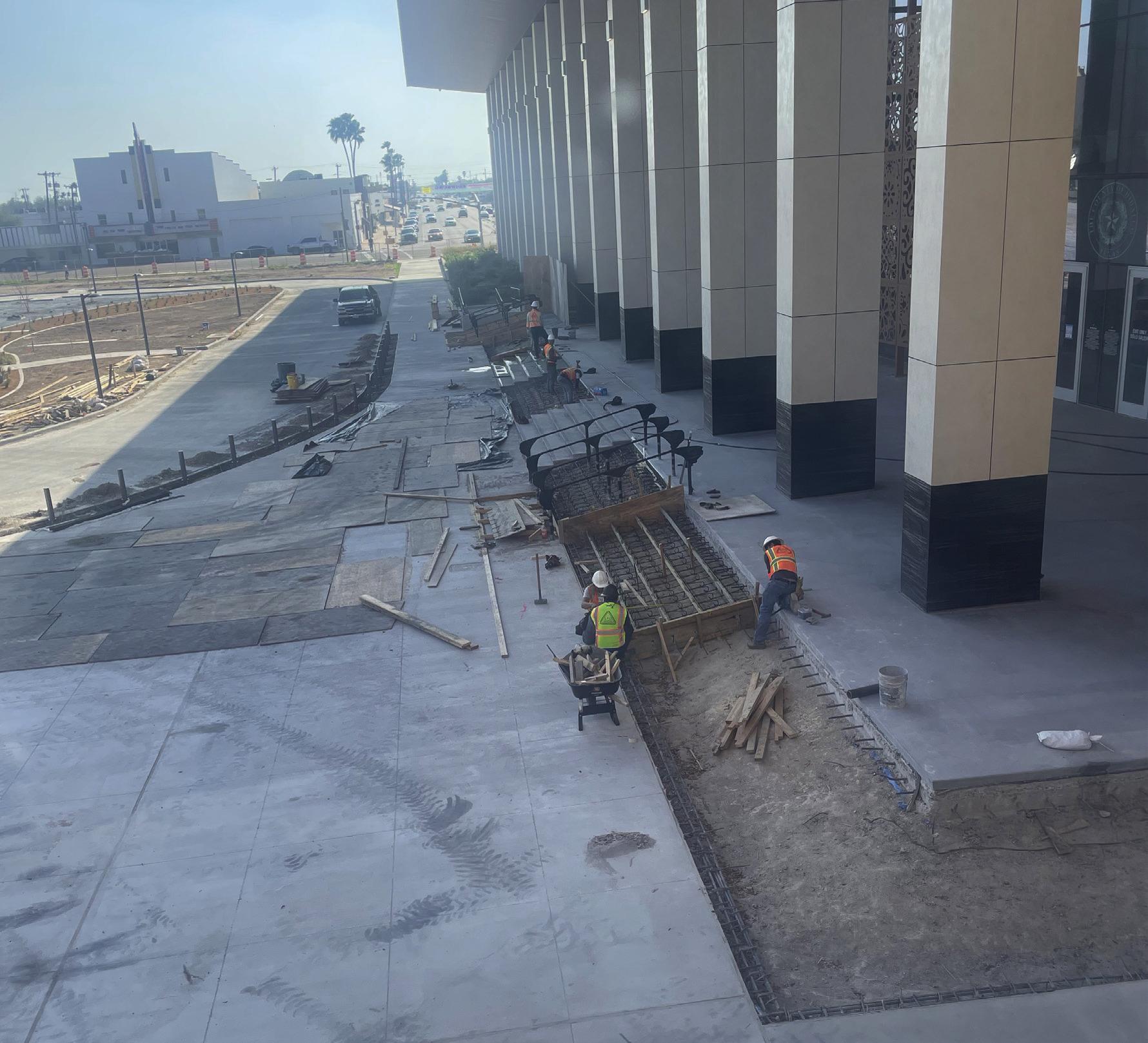 Construction workers rip up concrete recently at the new Hidalgo County Courthouse in Edinburg. Courtesy Photo