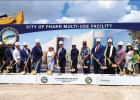 Local officials pose with their shovels at the groundbreaking ceremony for Pharr’s new multi-use facility on June 10 in Pharr. City of Pharr Photo