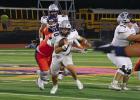 PSJA North’s Drayden Espinoza scrambles against the Economedes Jaguars on Thursday in Edinburg. The Raiders won, 55-14. P.J. HERNANDEZ/ Advance News Journal