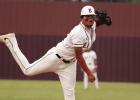 PHOTOS BY P.J. HERNANDEZ/ Advance News Journal Above: PSJA’s JT Reyna throws a pitch during the first round of the playoffs against the Harlingen Cardinals on April 30. Below: Sharyland’s Sergio Ibarra throws a pitch against the PSJA North Raiders on 