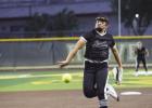 PSJA North’s Raelyn Mancias throws a pitch during Friday’s game against Nikki Rowe in McAllen. P.J. HERNANDEZ/ Advance News Journal