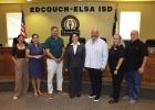 Rosalba De Hoyos, center, is seen with the Edcouch-Elsa ISD Board of Trustees on Thursday. Edcouch-Elsa ISD Facebook