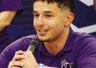 Justin Salazar speaks during his college signing at PSJA Southwest on Thursday in Pharr. P.J. HERNANDEZ/ ANJ